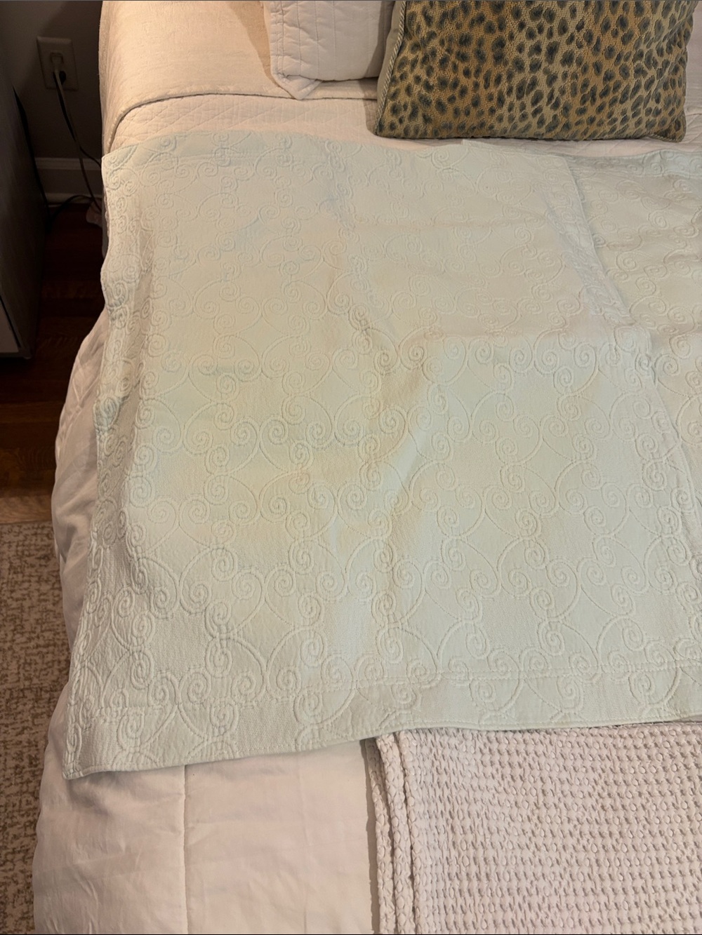 Pine Cone Hill Light,mint green (pair) of pillow shams with Scroll Motif.